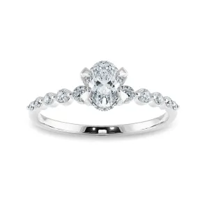 0.30cts Oval Cut Solitaire Halo Diamond Accents Platinum Ring JL PT 2008