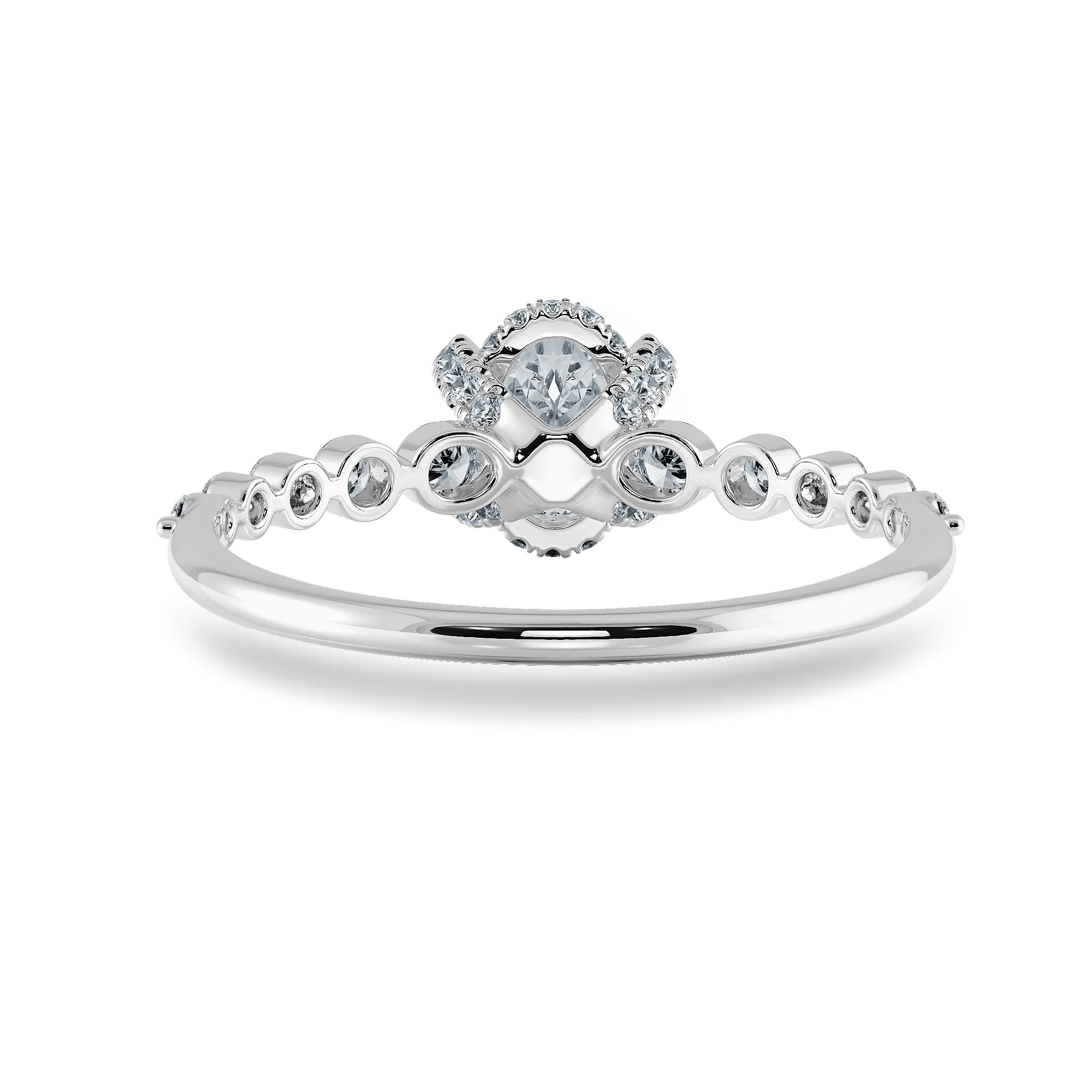 0.30cts Oval Cut Solitaire Halo Diamond Accents Platinum Ring JL PT 2008