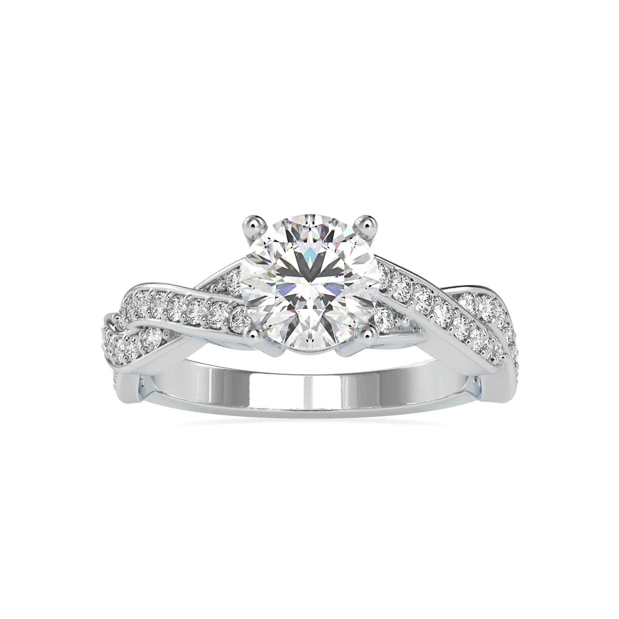 0.30cts. Platinum Diamond Twisted Shank Engagement Ring JL PT 0068