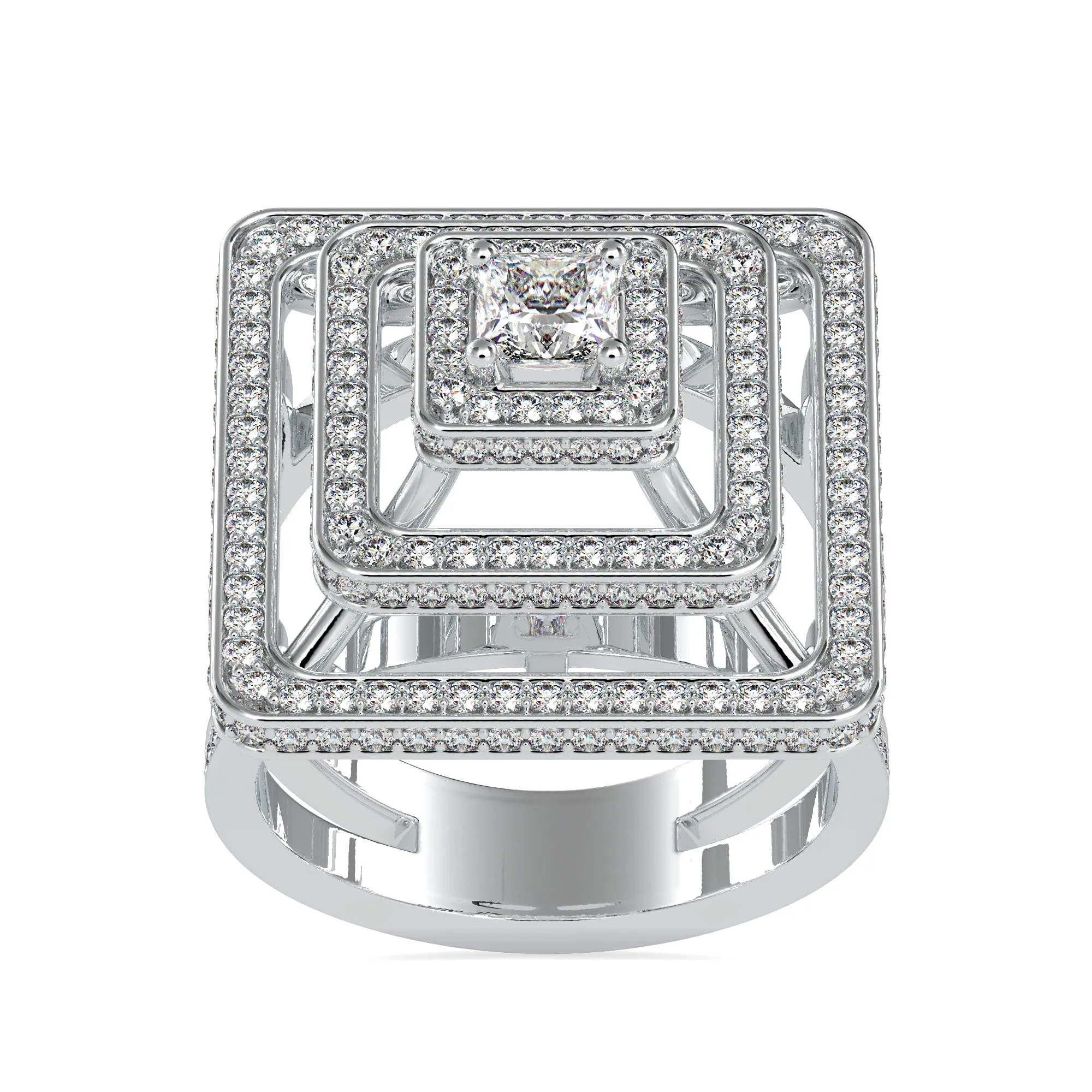 0.30cts. Princess Cut Diamond Solitaire Platinum Triple Halo Split Shank Engagement Ring JL PT 0172