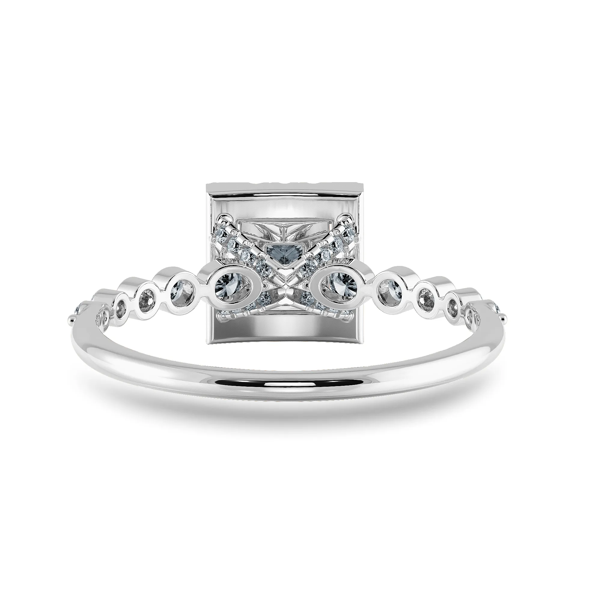 0.30cts Princess Cut Solitaire Halo Diamond Accents Platinum Ring JL PT 2003