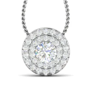 0.30cts Solitaire Platinum Double Halo Diamond Pendant for Women JL PT P PF RD 106