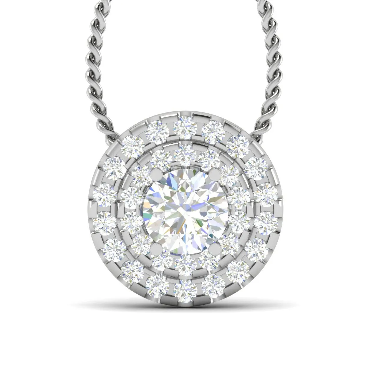 0.30cts Solitaire Platinum Double Halo Diamond Pendant for Women JL PT P PF RD 106