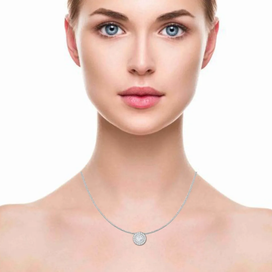 0.30cts Solitaire Platinum Double Halo Diamond Pendant for Women JL PT P PF RD 106