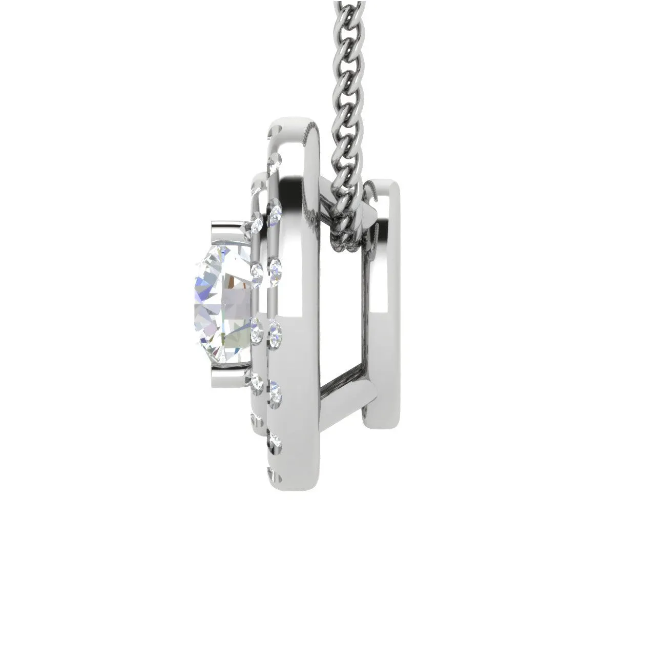 0.30cts Solitaire Platinum Double Halo Diamond Pendant for Women JL PT P PF RD 106