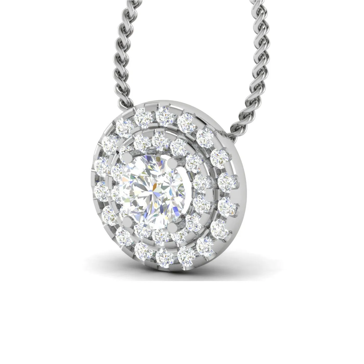 0.30cts Solitaire Platinum Double Halo Diamond Pendant for Women JL PT P PF RD 106