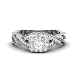 0.30cts Solitaire Square Halo Diamond Twisted Shank Platinum Ring JL PT RV RD 147