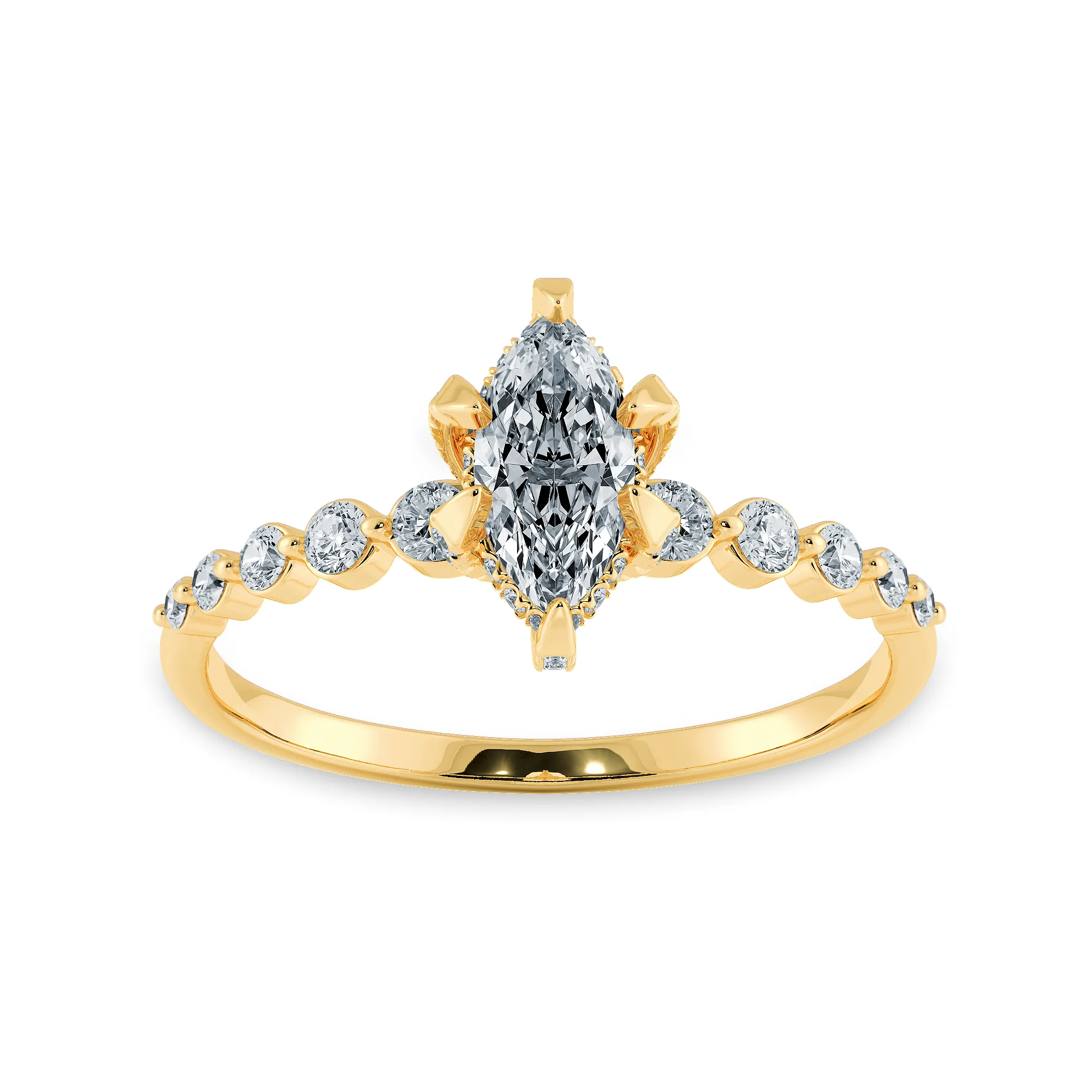 0.30ts. Marquise Cut Solitaire Halo Diamond Accents 18K Yellow Gold Ring JL AU 2010Y
