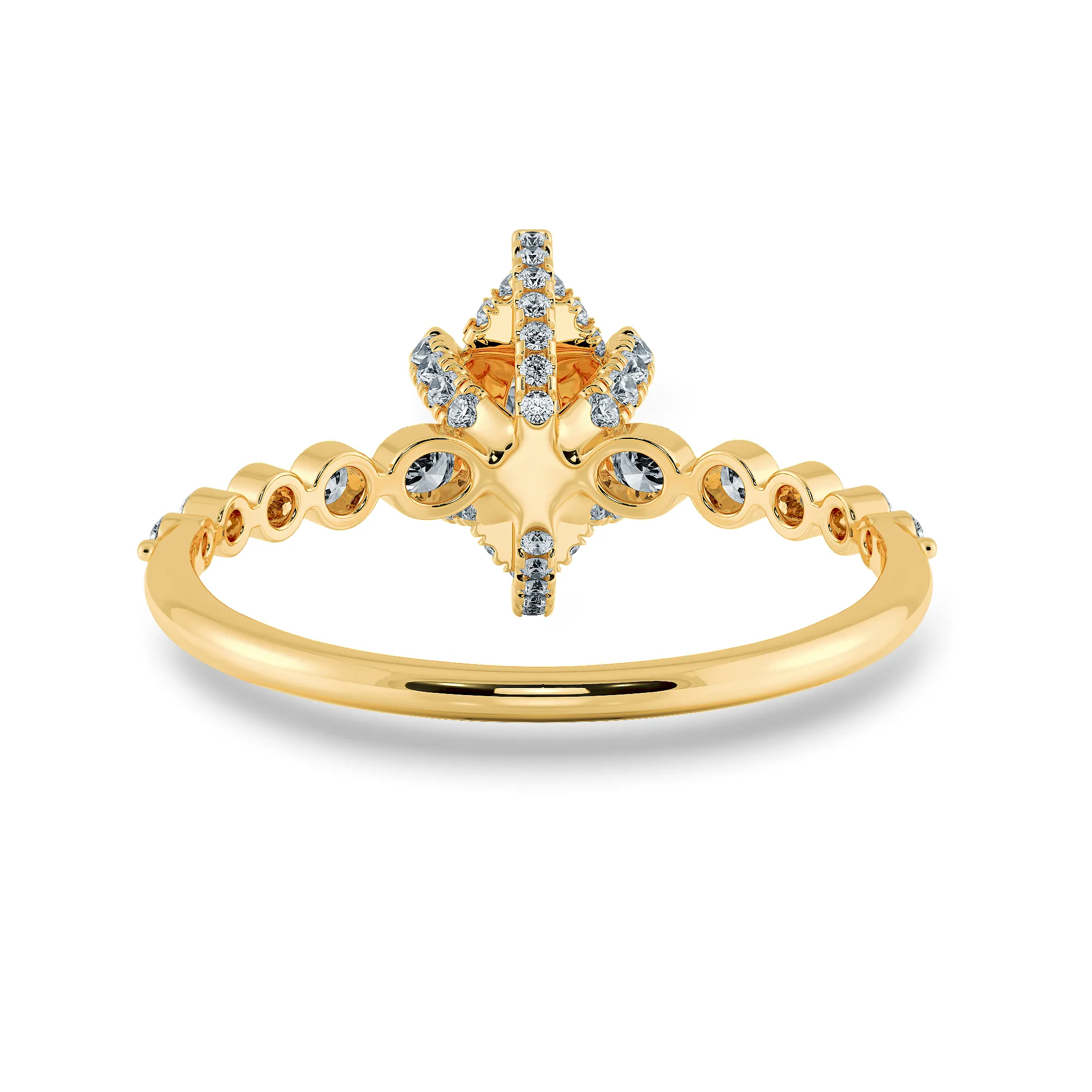 0.30ts. Marquise Cut Solitaire Halo Diamond Accents 18K Yellow Gold Ring JL AU 2010Y