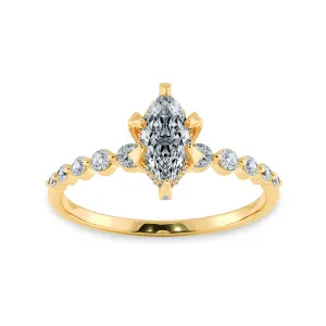 0.30ts. Marquise Cut Solitaire Halo Diamond Accents 18K Yellow Gold Ring JL AU 2010Y
