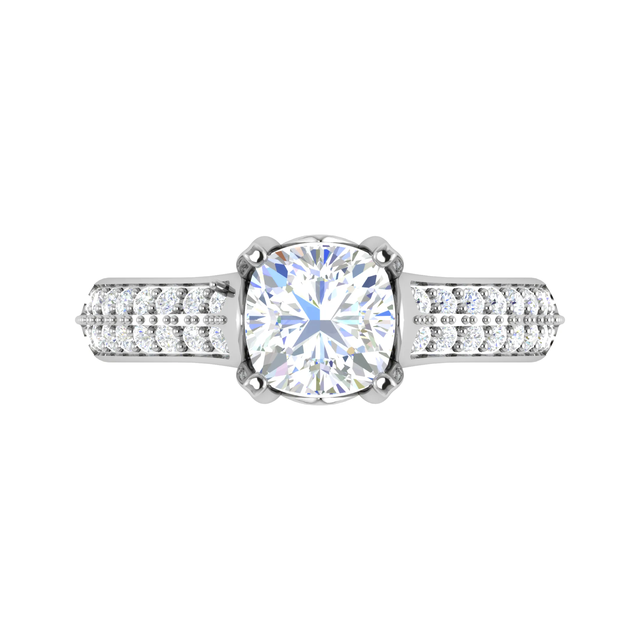 0.50 cts. Cushion Solitaire Diamond Split Shank Platinum Ring JL PT RP CU 103