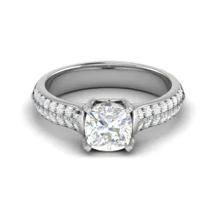 0.50 cts. Cushion Solitaire Diamond Split Shank Platinum Ring JL PT RP CU 103