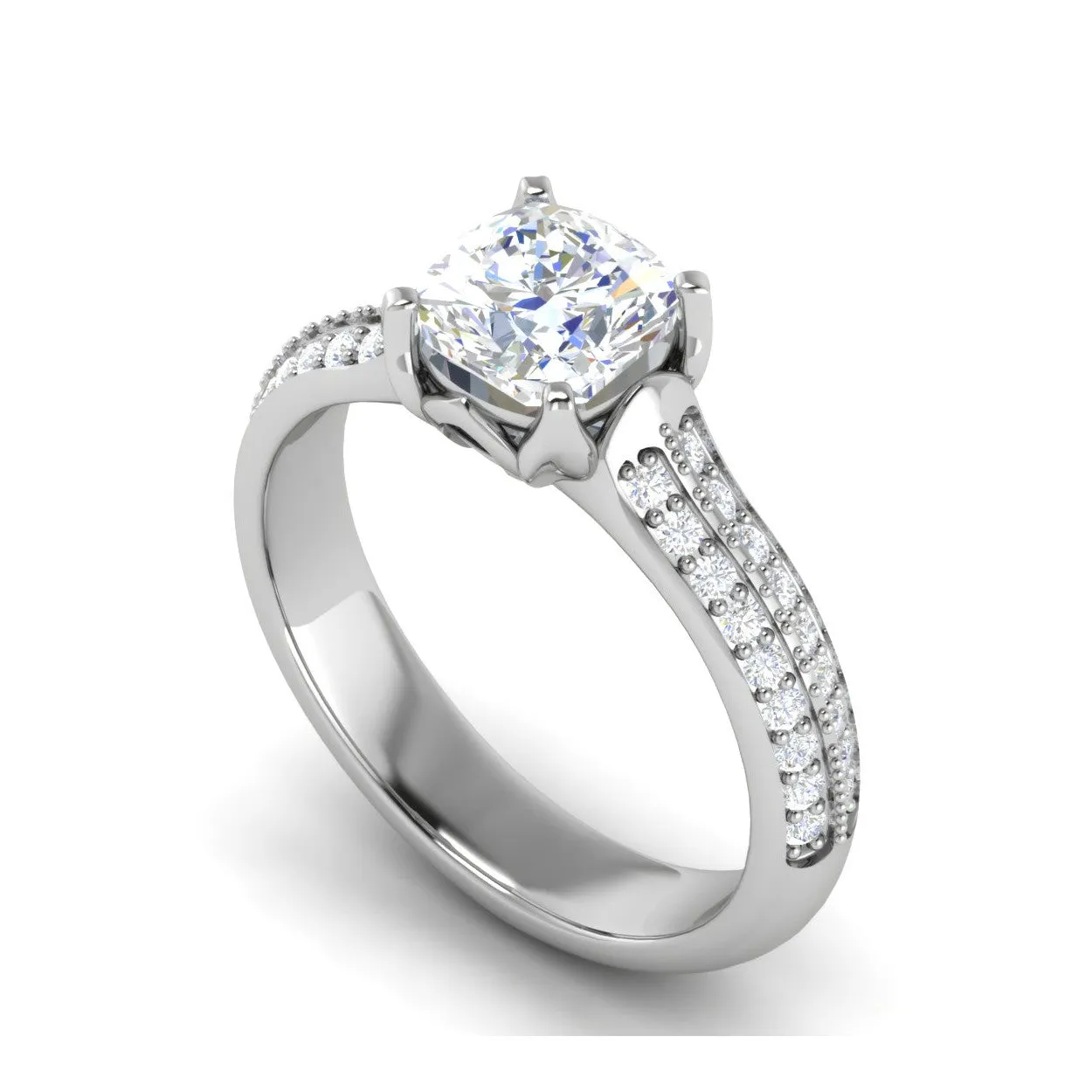 0.50 cts. Cushion Solitaire Diamond Split Shank Platinum Ring JL PT RP CU 103