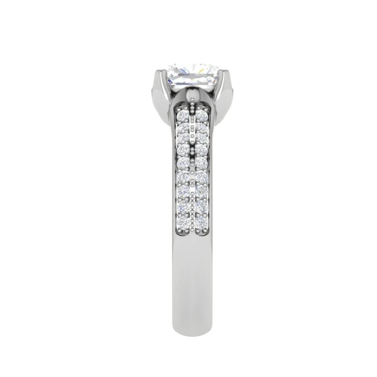0.50 cts. Cushion Solitaire Diamond Split Shank Platinum Ring JL PT RP CU 103