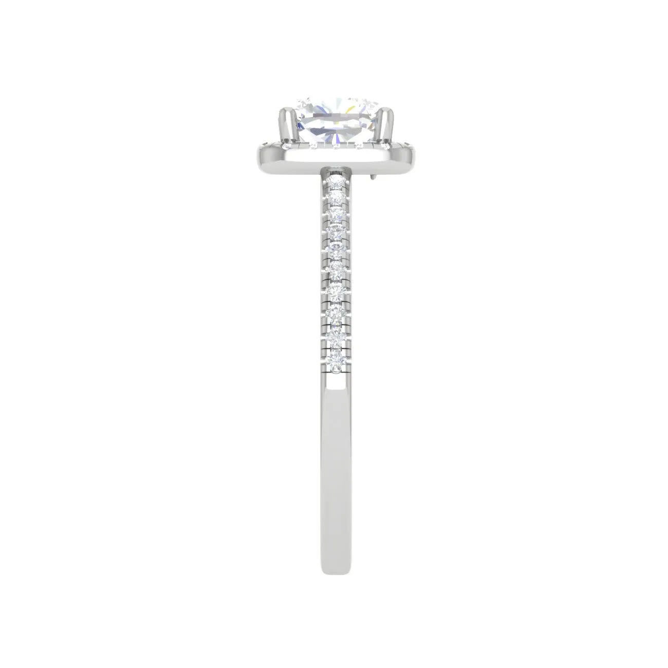 0.50 cts. Cushion Solitaire Halo Diamond Shank Platinum Ring JL PT RH AS 121