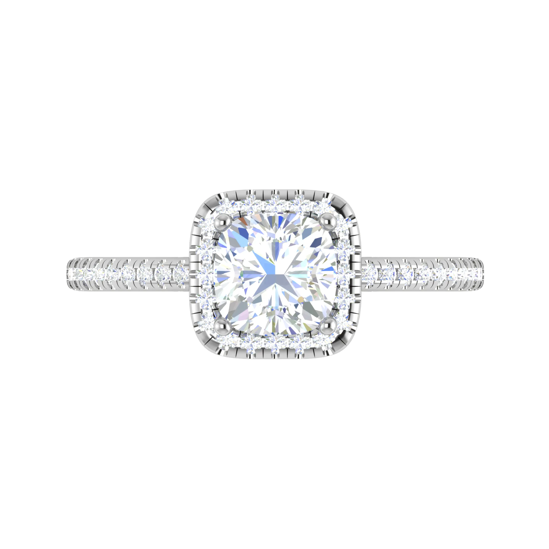 0.50 cts. Cushion Solitaire Halo Diamond Shank Platinum Ring JL PT RH AS 121