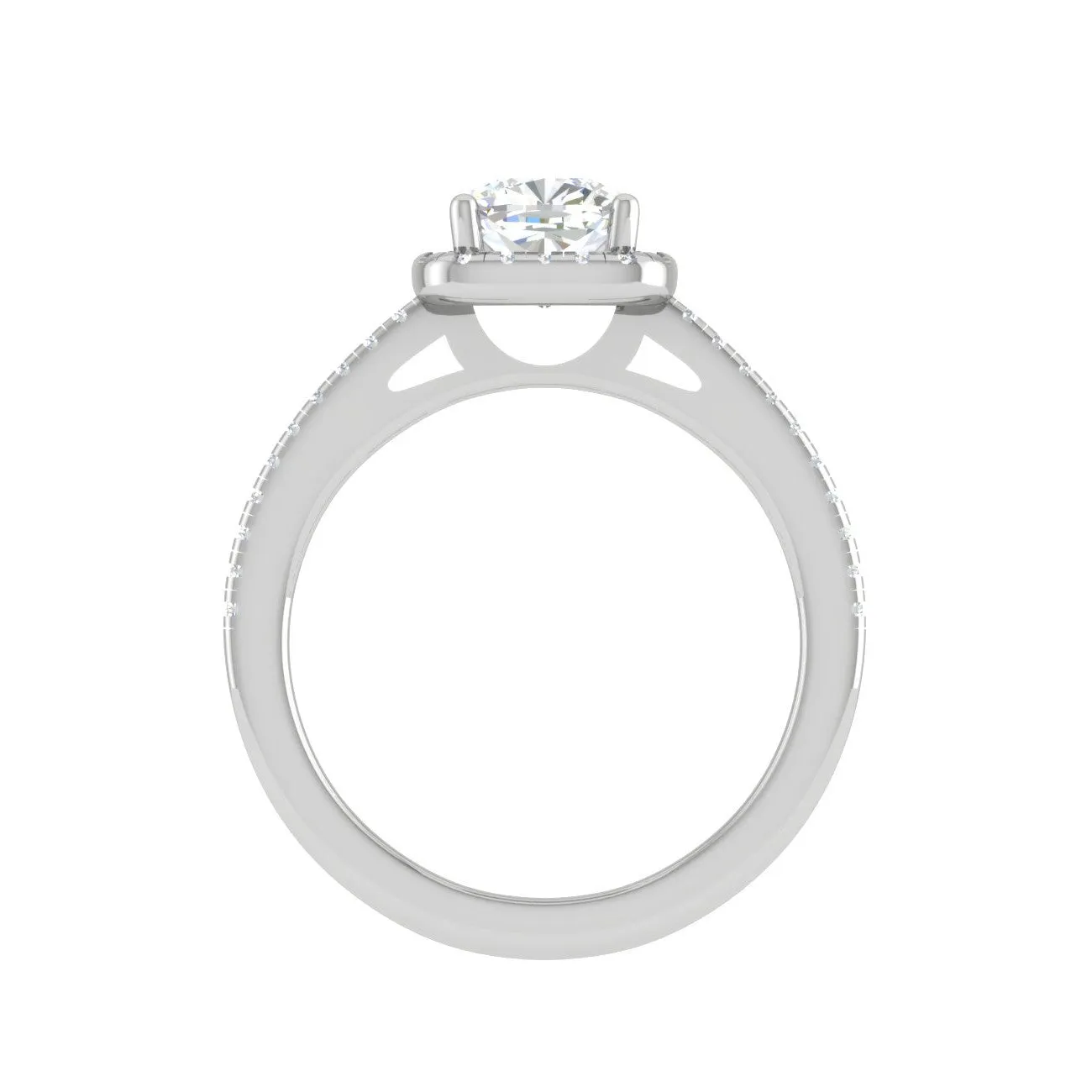 0.50 cts. Cushion Solitaire Halo Diamond Shank Platinum Ring JL PT RH AS 121