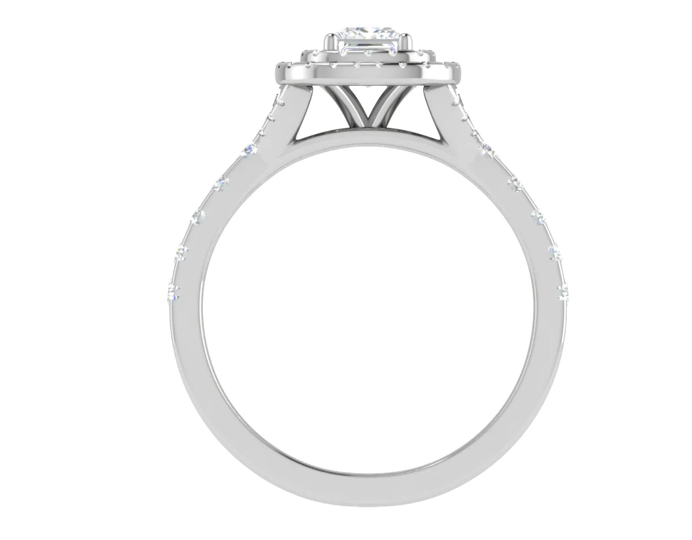0.50 cts Princess Cut Solitaire Square Double Halo Diamond Shank Platinum Ring JL PT RH PR 285