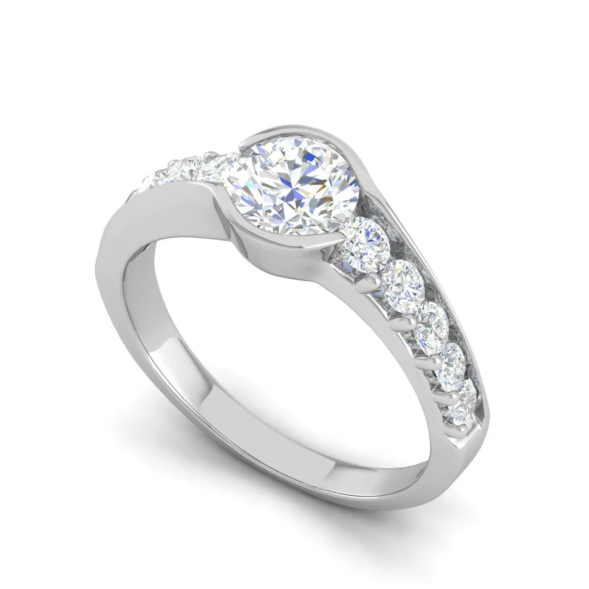 0.50 cts Solitaire Diamond Shank Platinum Ring JL PT WB5735E