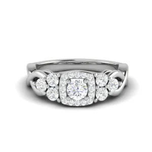 0.50 cts Solitaire Square Halo Diamond Accents Platinum Ring JL PT RH RD 272