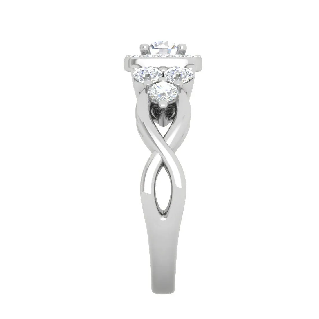 0.50 cts Solitaire Square Halo Diamond Accents Platinum Ring JL PT RH RD 272
