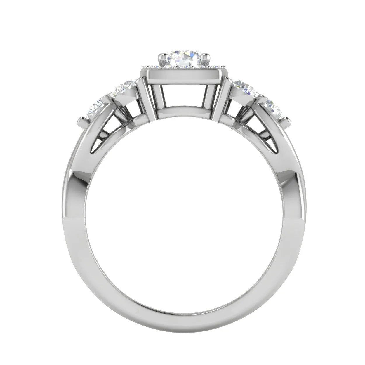 0.50 cts Solitaire Square Halo Diamond Accents Platinum Ring JL PT RH RD 272