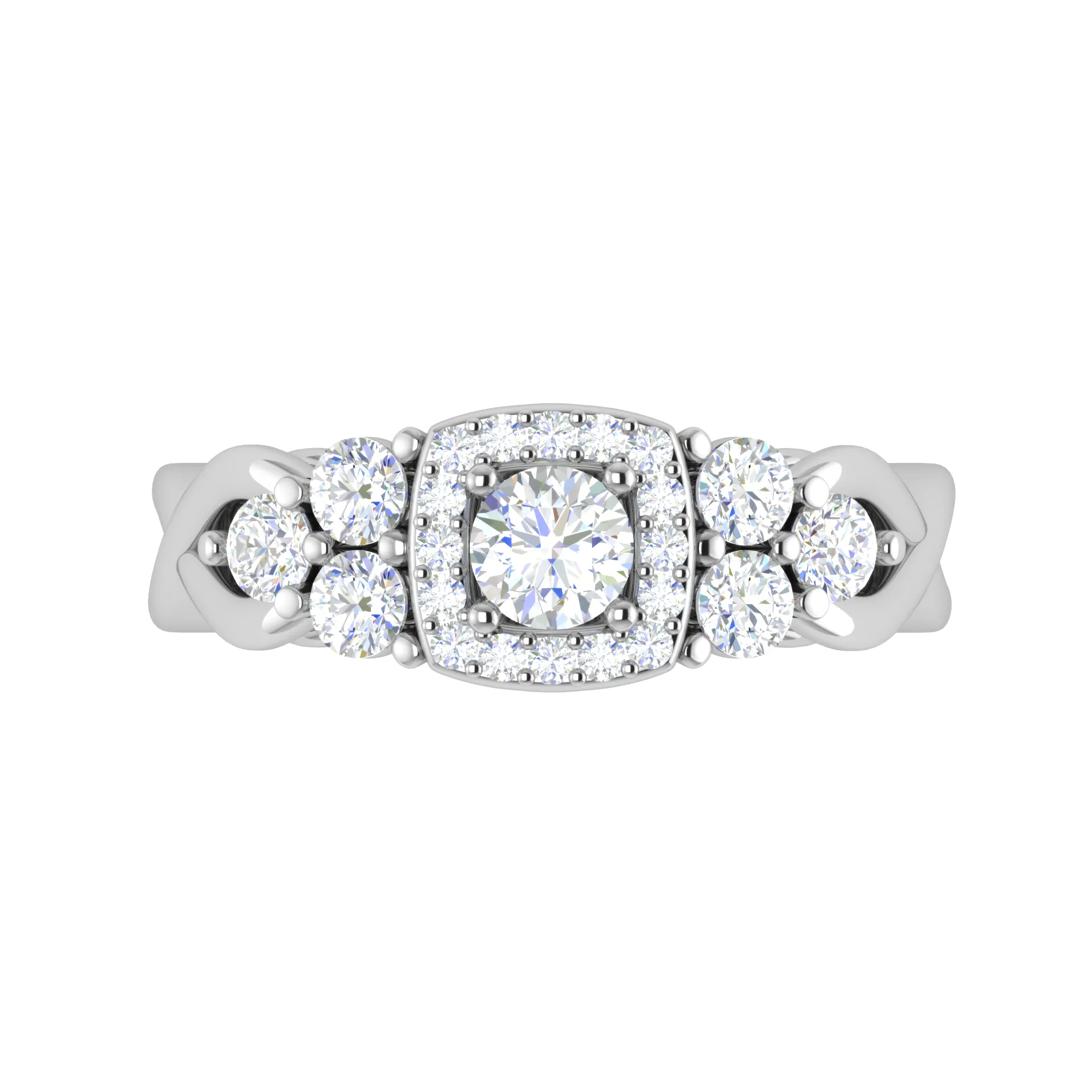 0.50 cts Solitaire Square Halo Diamond Accents Platinum Ring JL PT RH RD 272