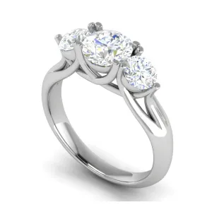 0.50 cts. Solitaire Three Stone Diamond Platinum Engagement Ring JL PT R3 RD 120-A
