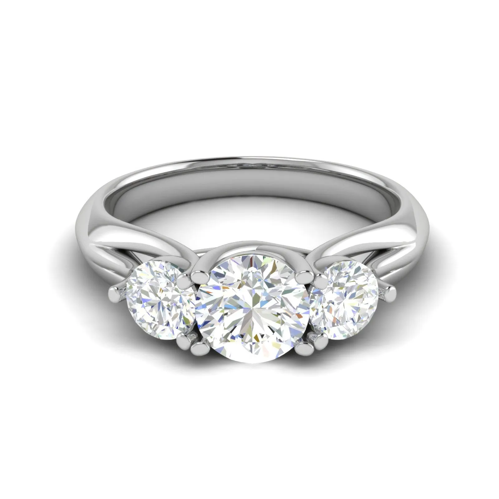 0.50 cts. Solitaire Three Stone Diamond Platinum Engagement Ring JL PT R3 RD 120-A