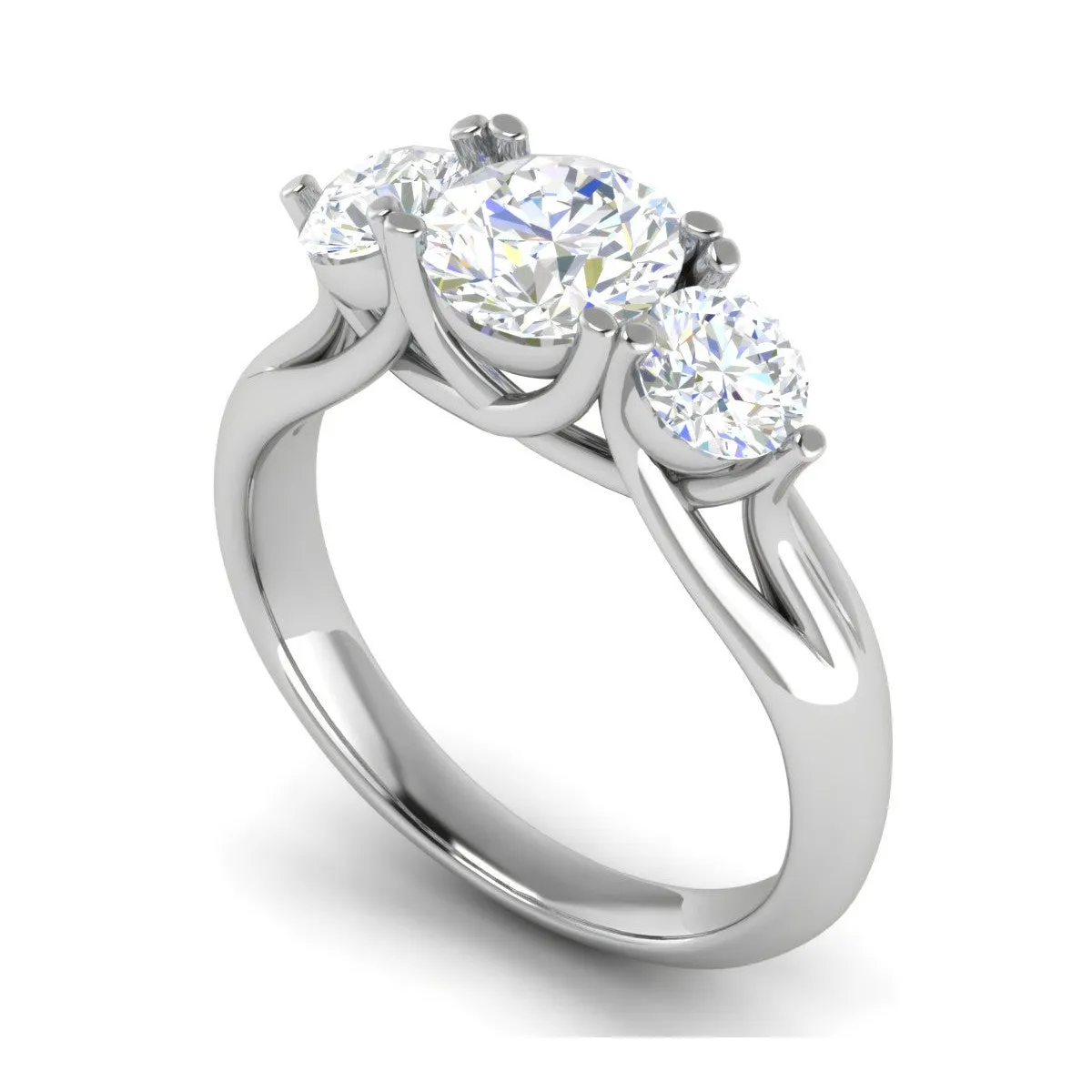 0.50 cts. Solitaire Three Stone Diamond Platinum Engagement Ring JL PT R3 RD 120-A