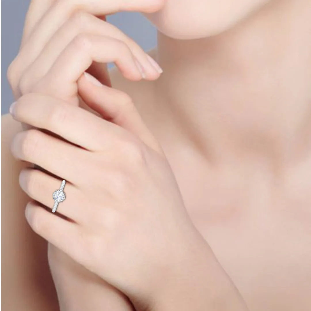 0.50 cts Solitaire with Diamond Shank Platinum Ring JL PT RH RD 236