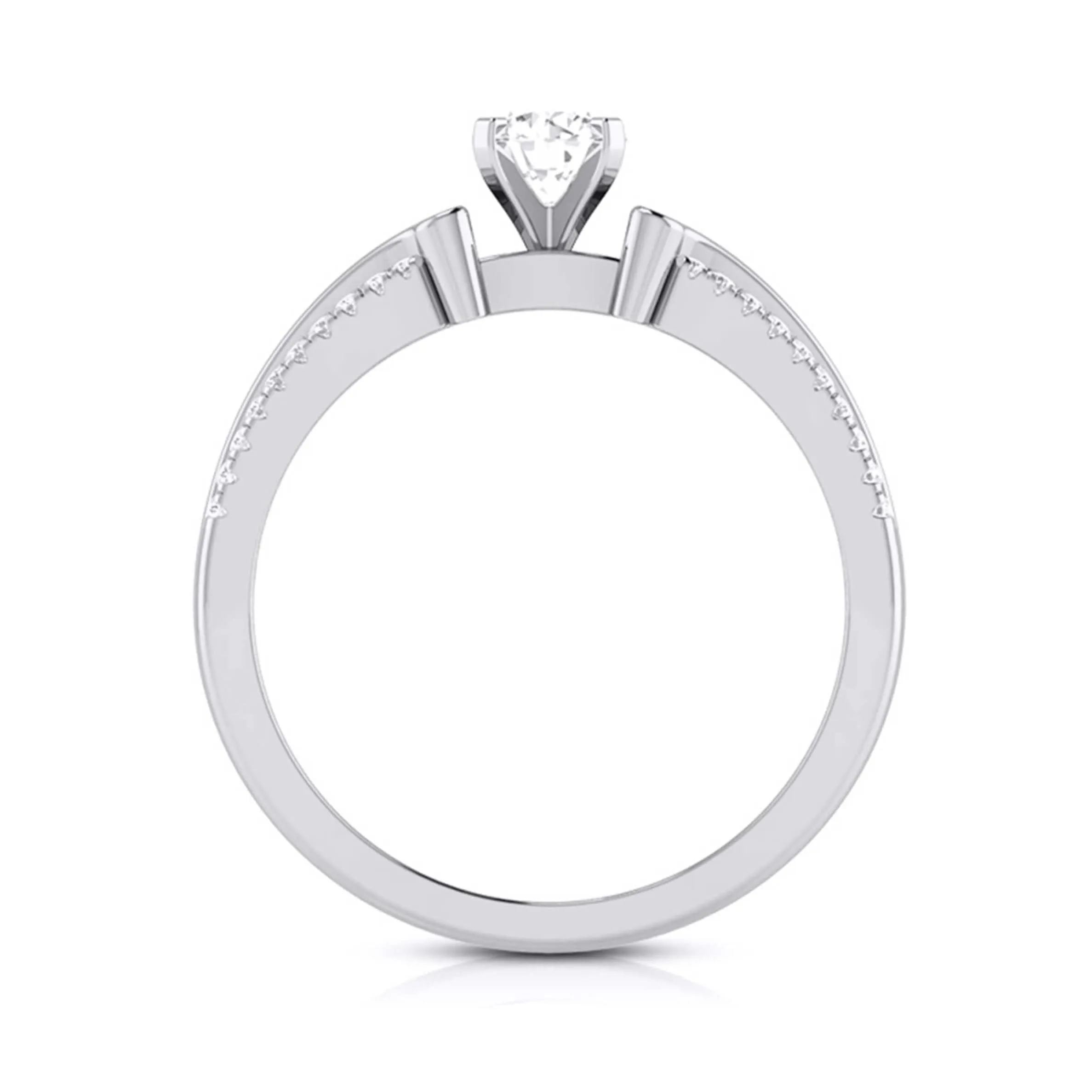 0.50-Pointer Lab Grown Solitaire Engagement Ring for Women with 2-Row Diamonds Shank JL PT LG G-116-A