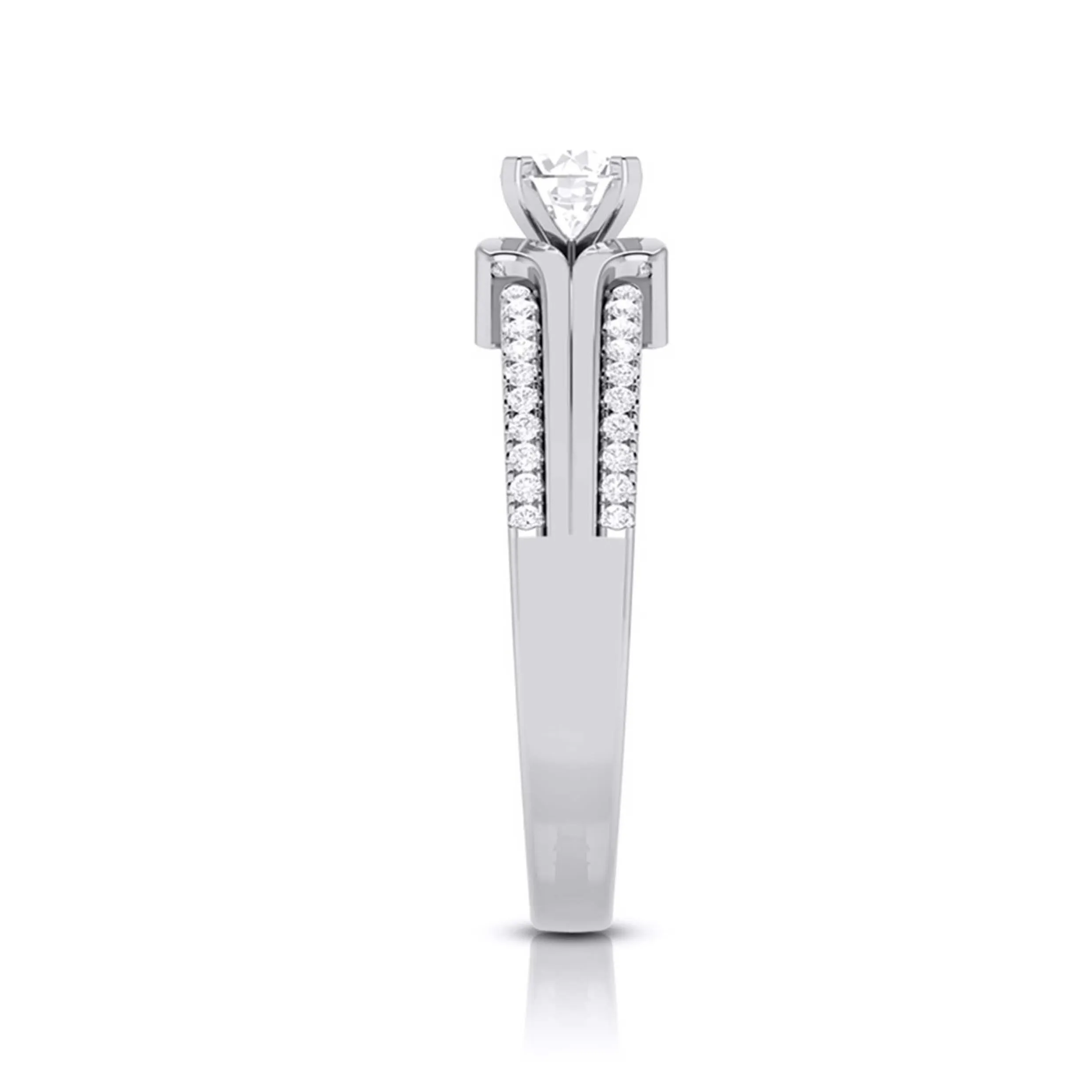 0.50-Pointer Lab Grown Solitaire Engagement Ring for Women with 2-Row Diamonds Shank JL PT LG G-116-A