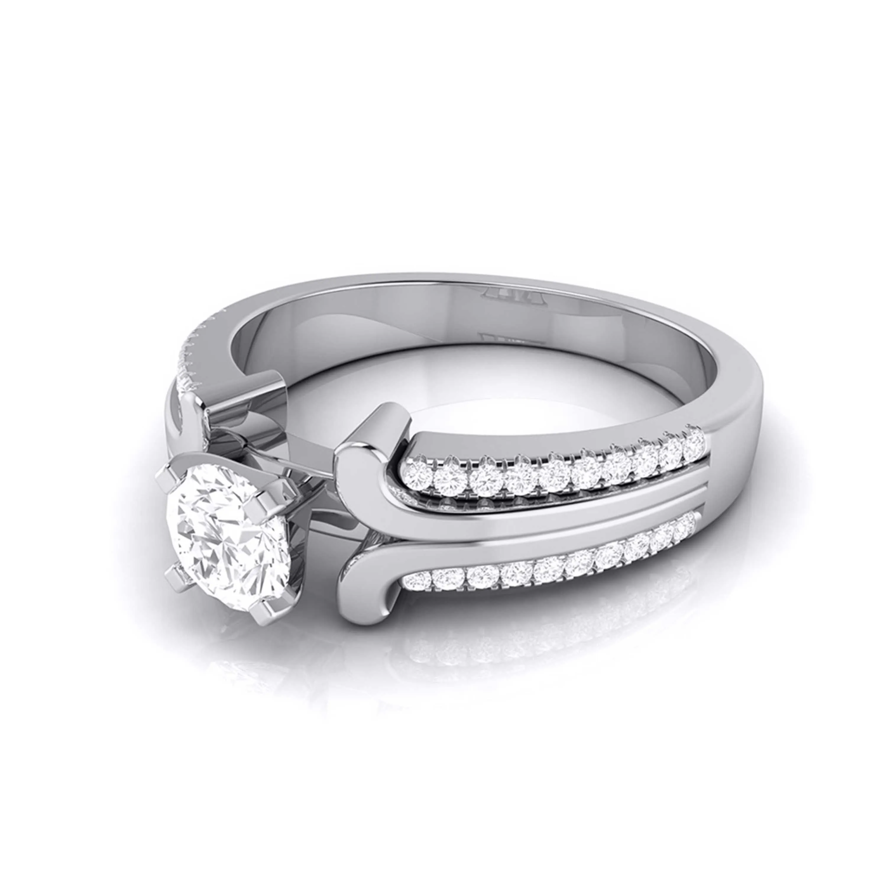 0.50-Pointer Lab Grown Solitaire Engagement Ring for Women with 2-Row Diamonds Shank JL PT LG G-116-A
