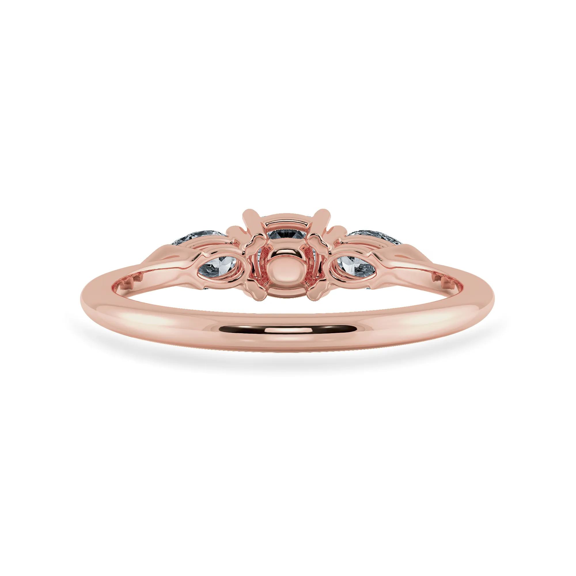 0.50cts. Cushion Cut Solitaire with Pear Cut Diamond Accents 18K Rose Gold Ring JL AU 1203R-A