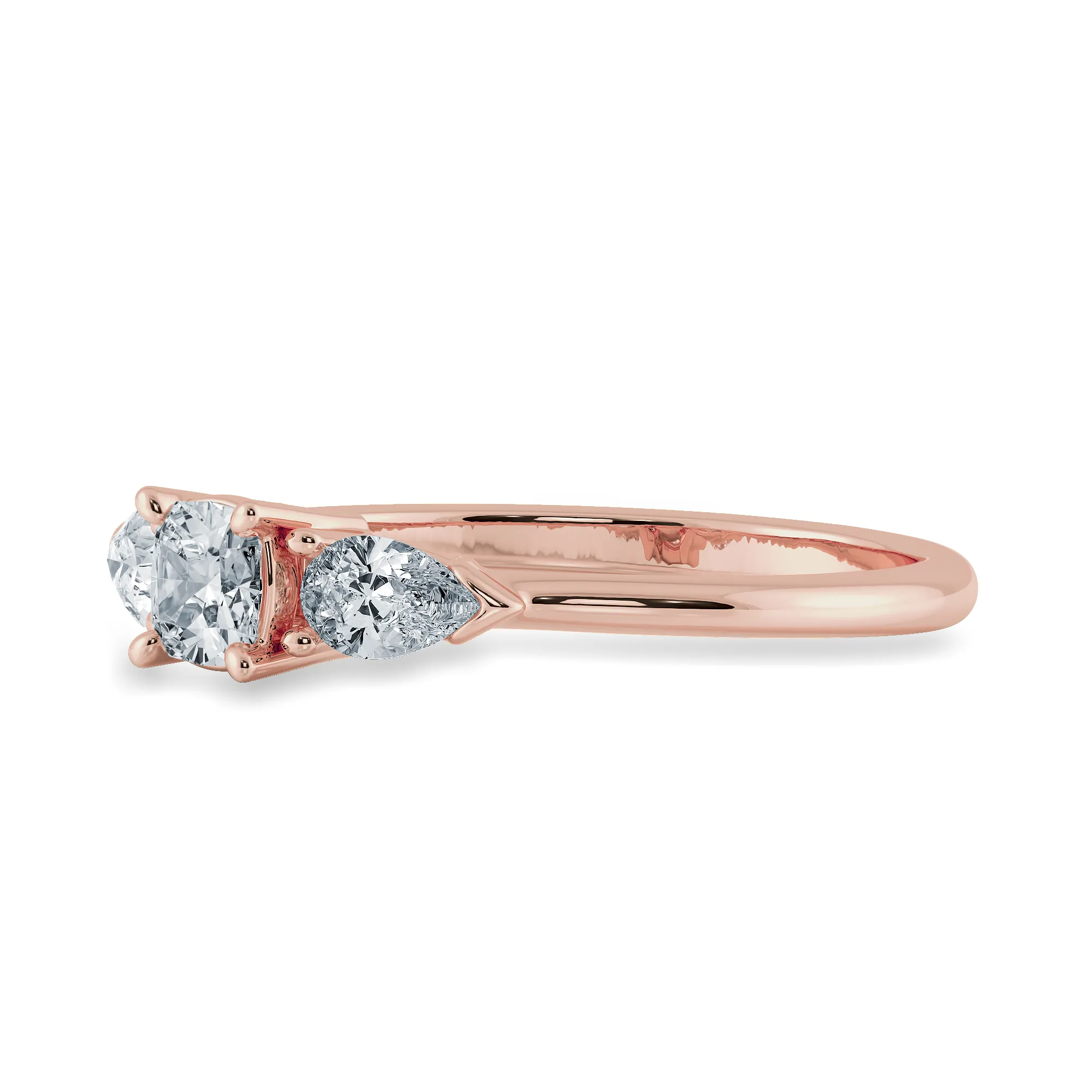 0.50cts. Cushion Cut Solitaire with Pear Cut Diamond Accents 18K Rose Gold Ring JL AU 1203R-A