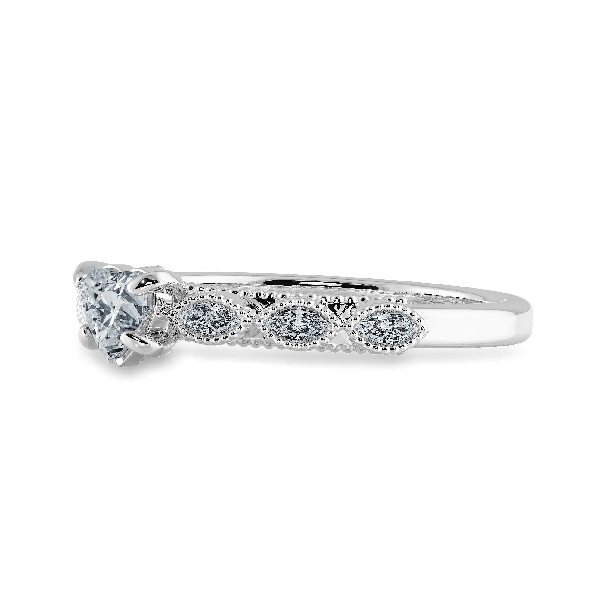 0.50cts Heart Cut Solitaire with Marquise Cut Diamond Accents Platinum Ring JL PT 2016-A