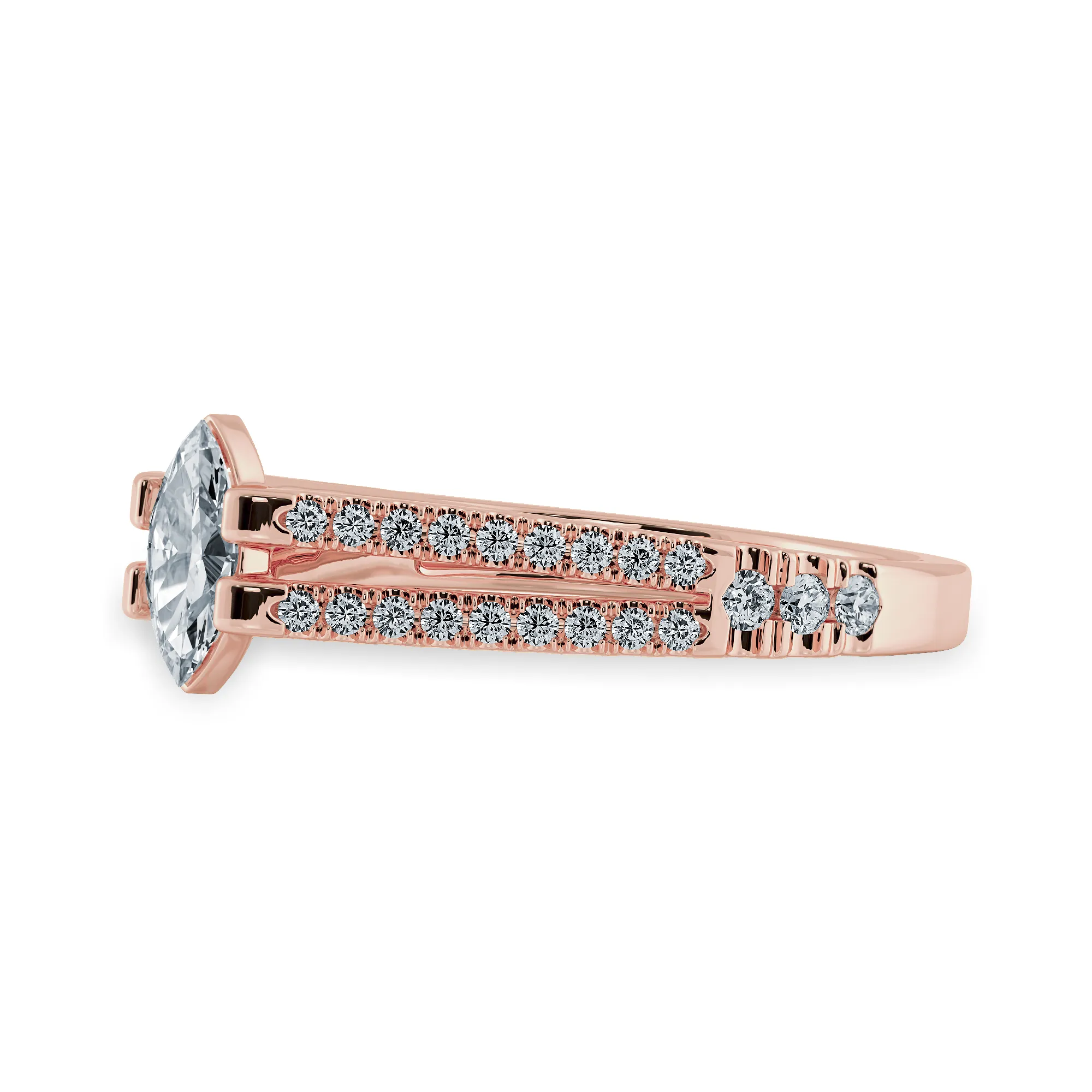 0.50cts. Marquise Cut Solitaire Diamond Split Shank 18K Rose Gold Ring JL AU 1184R-A
