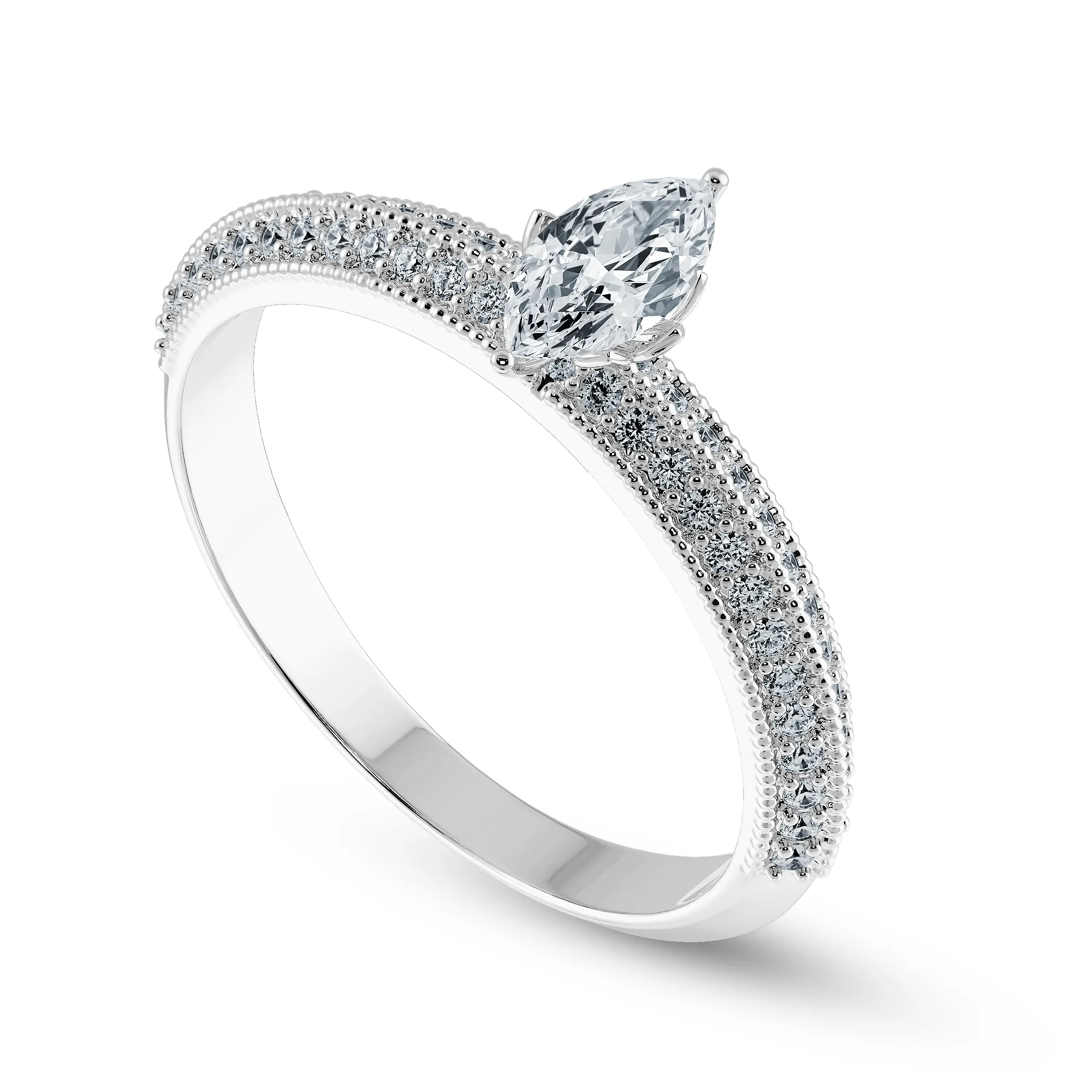 0.50cts Marquise Cut Solitaire Diamond Split Shank Platinum Ring JL PT 1192-A