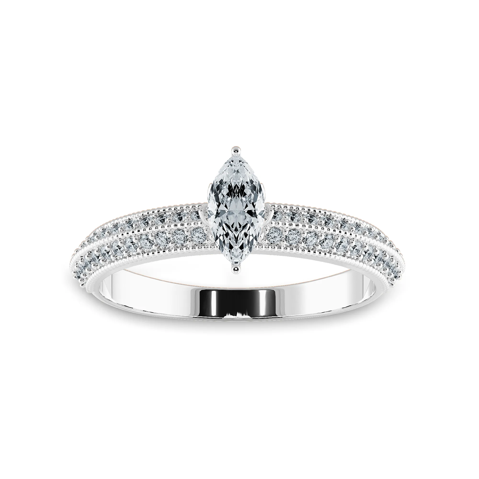 0.50cts Marquise Cut Solitaire Diamond Split Shank Platinum Ring JL PT 1192-A