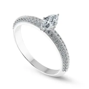 0.50cts Marquise Cut Solitaire Diamond Split Shank Platinum Ring JL PT 1192-A