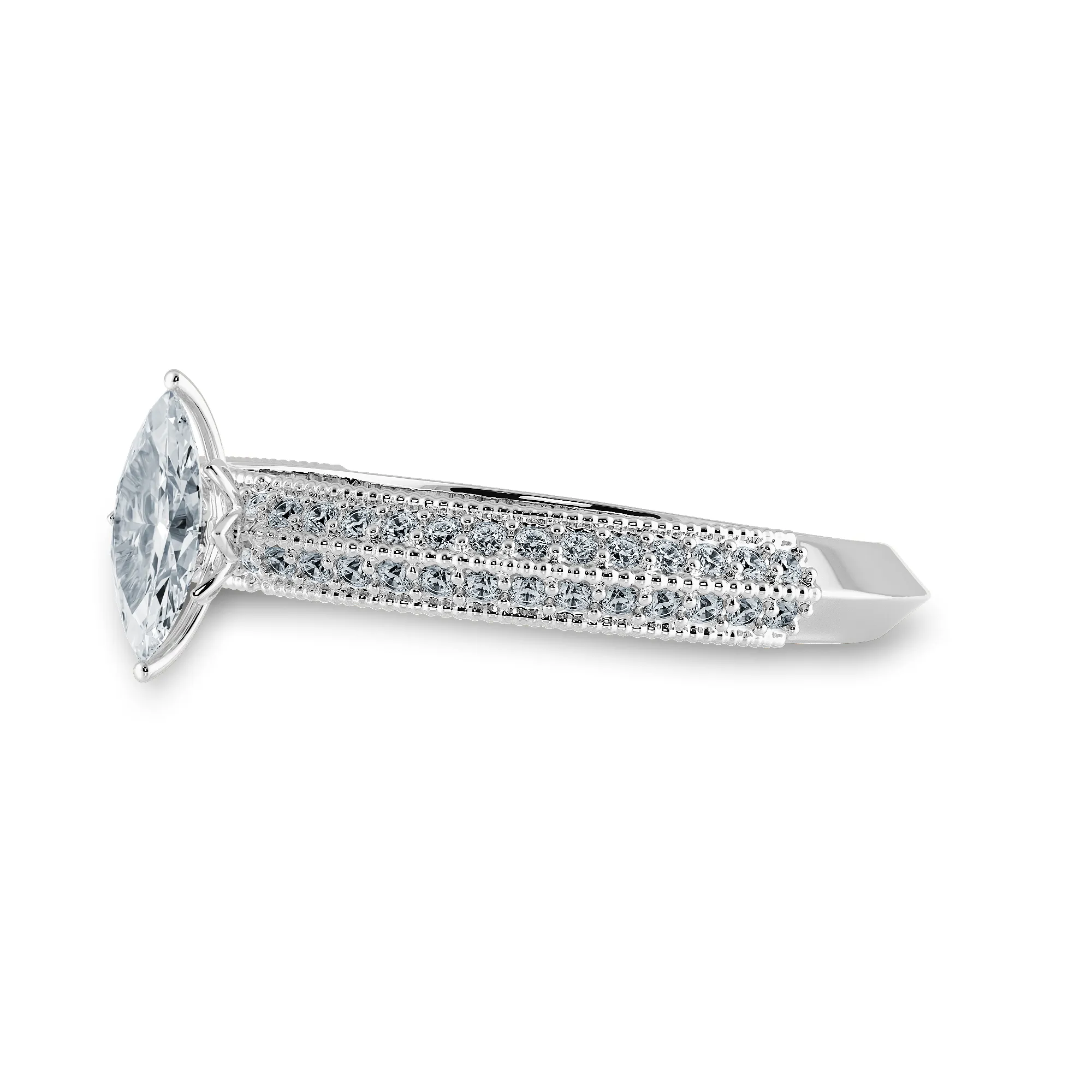 0.50cts Marquise Cut Solitaire Diamond Split Shank Platinum Ring JL PT 1192-A
