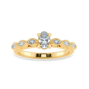 0.50cts. Oval Cut Solitaire Marquise Cut Diamond Accents 18K Yellow Gold Ring JL AU 2017Y-A