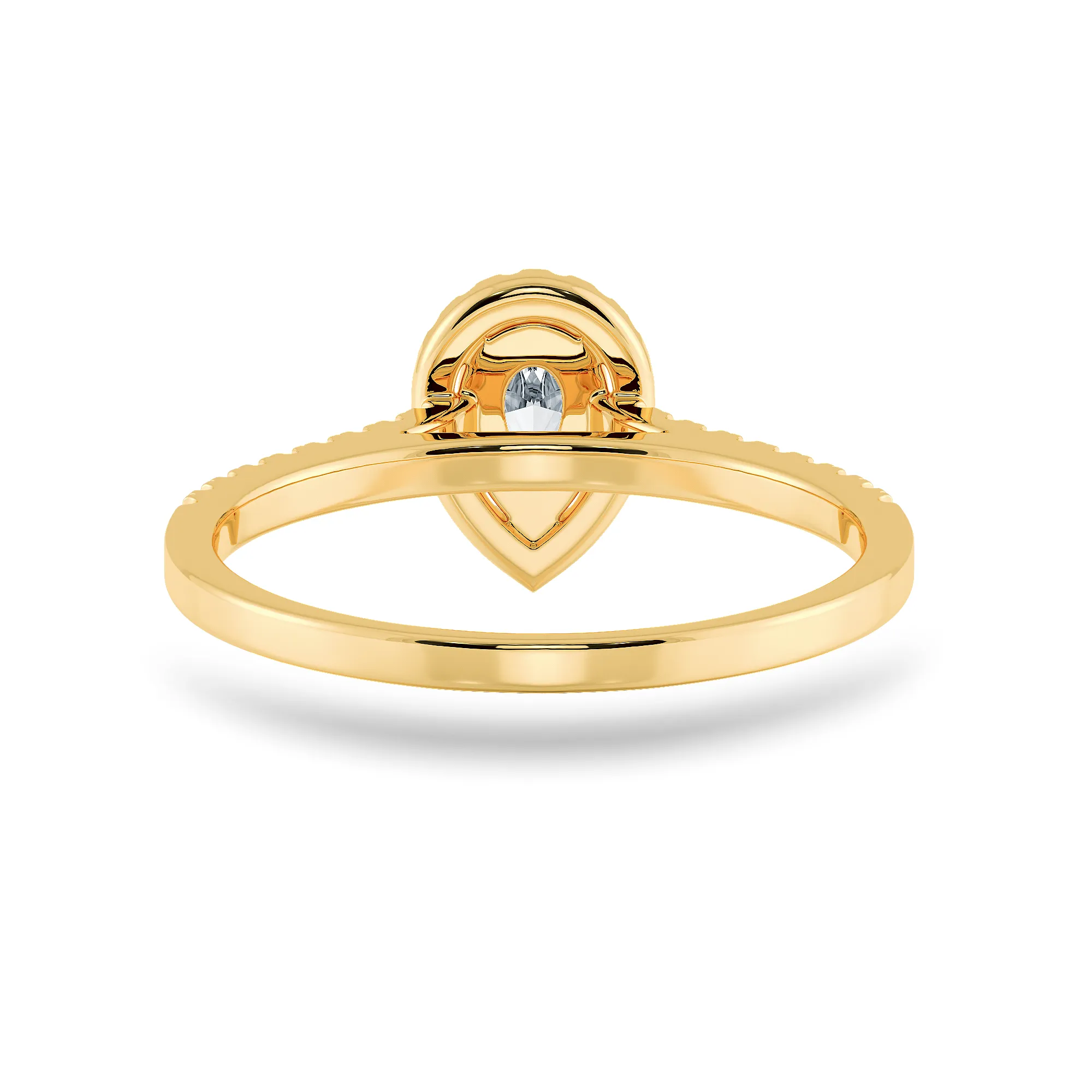 0.50cts. Pear Cut Solitaire Halo Diamond Shank 18K Yellow Gold Ring JL AU 1200Y-A