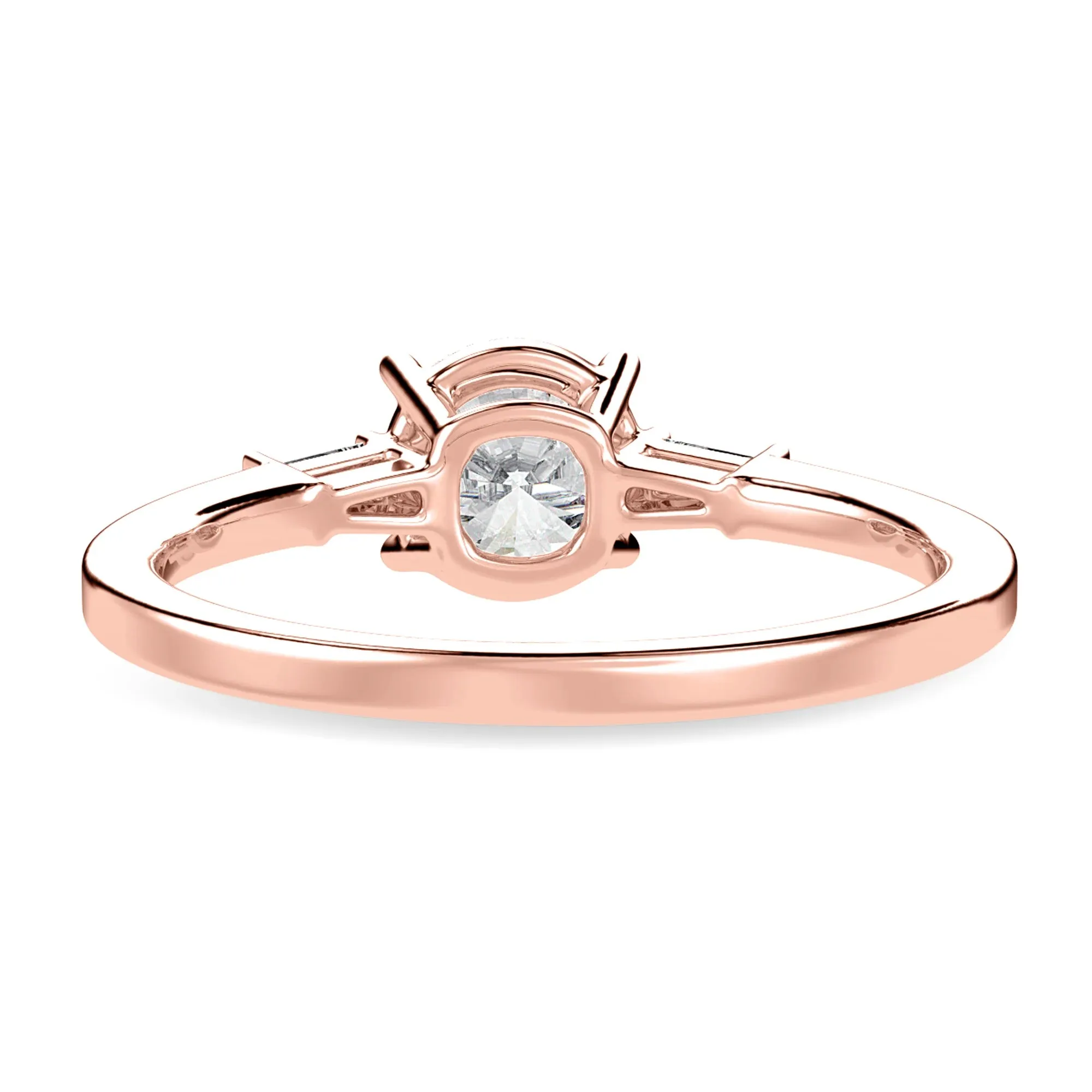 0.50cts. Solitaire Baguette Diamond Accents 18K Rose Gold Ring JL AU 1209R-A