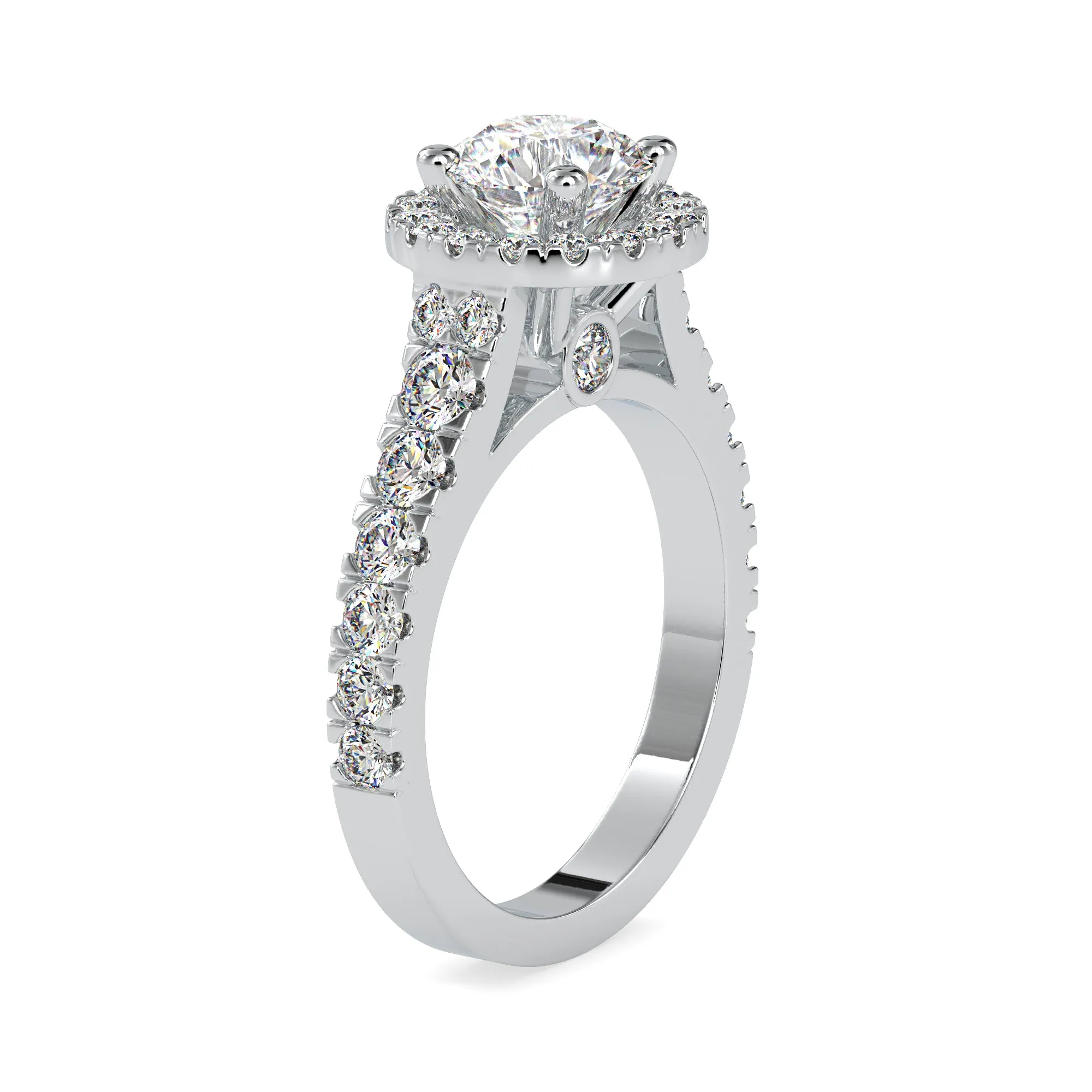 0.50cts Solitaire Halo Diamond Shank Platinum Engagement Ring JL PT 0106