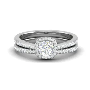 0.50cts Solitaire Halo Diamond Split Shank Platinum Ring JL PT RV RD 164