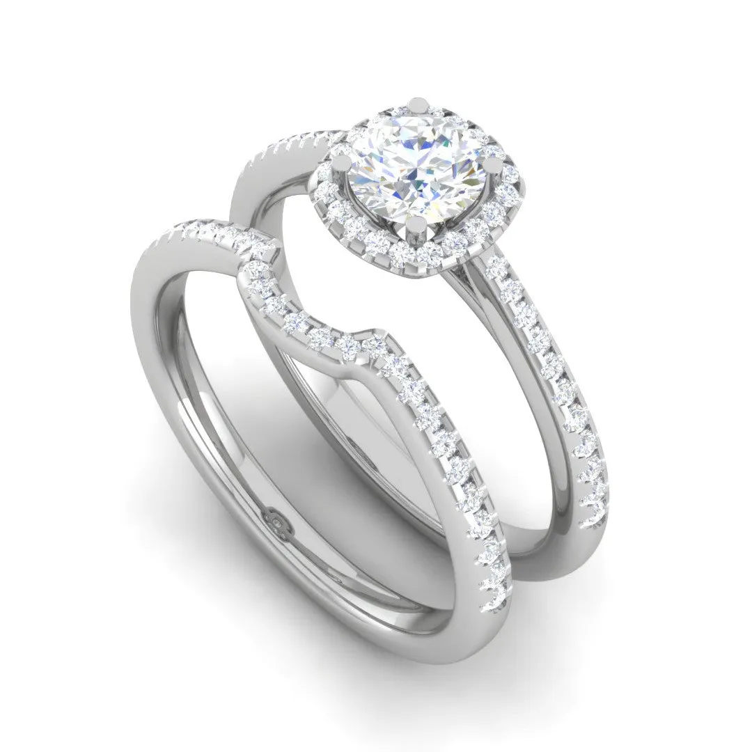 0.50cts Solitaire Halo Diamond Split Shank Platinum Ring JL PT RV RD 164