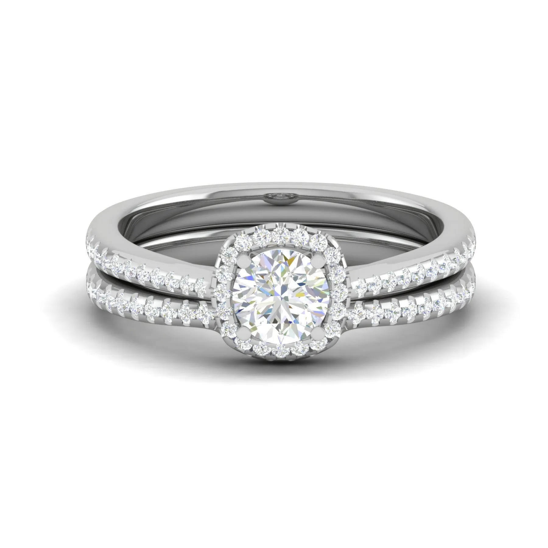 0.50cts Solitaire Halo Diamond Split Shank Platinum Ring JL PT RV RD 164