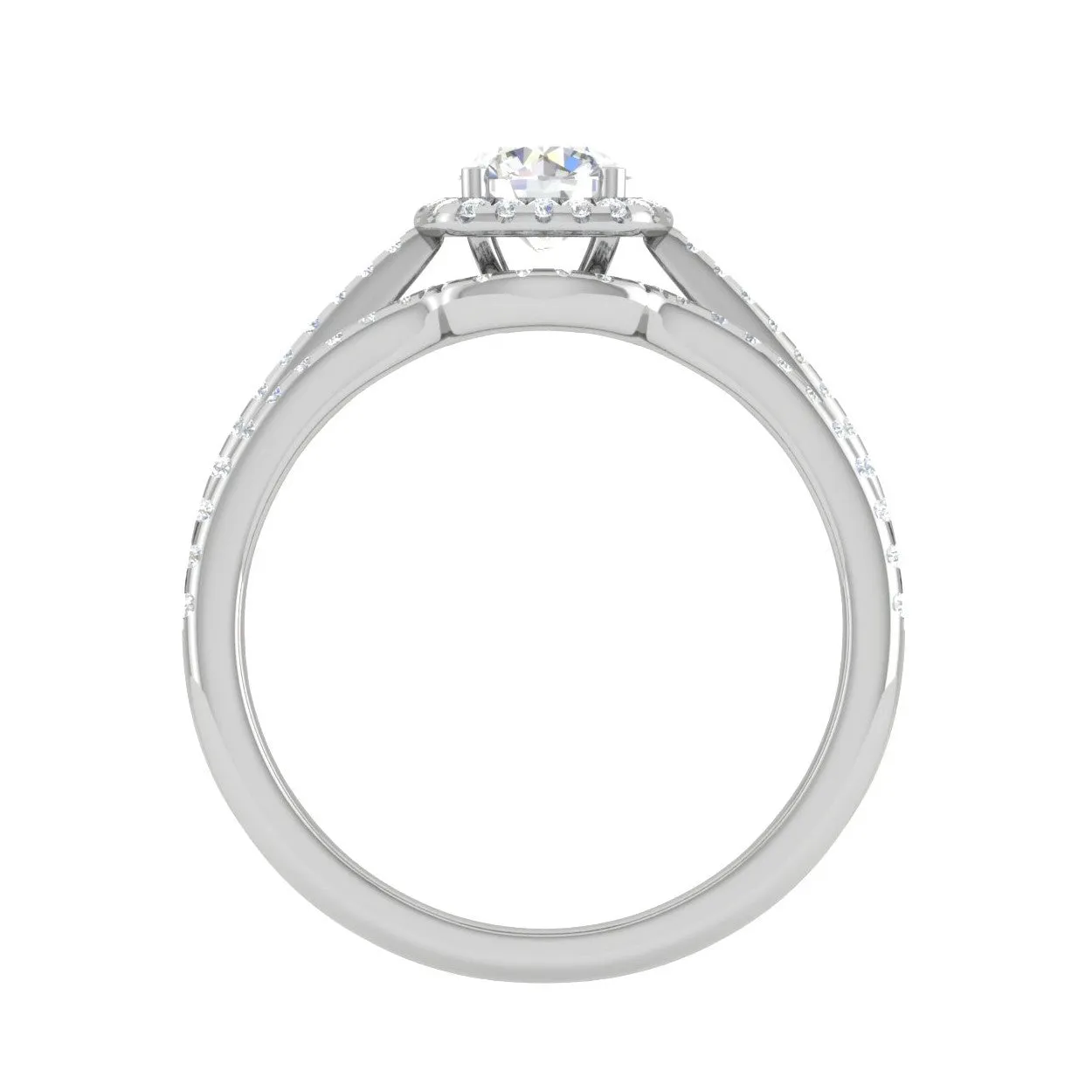0.50cts Solitaire Halo Diamond Split Shank Platinum Ring JL PT RV RD 164